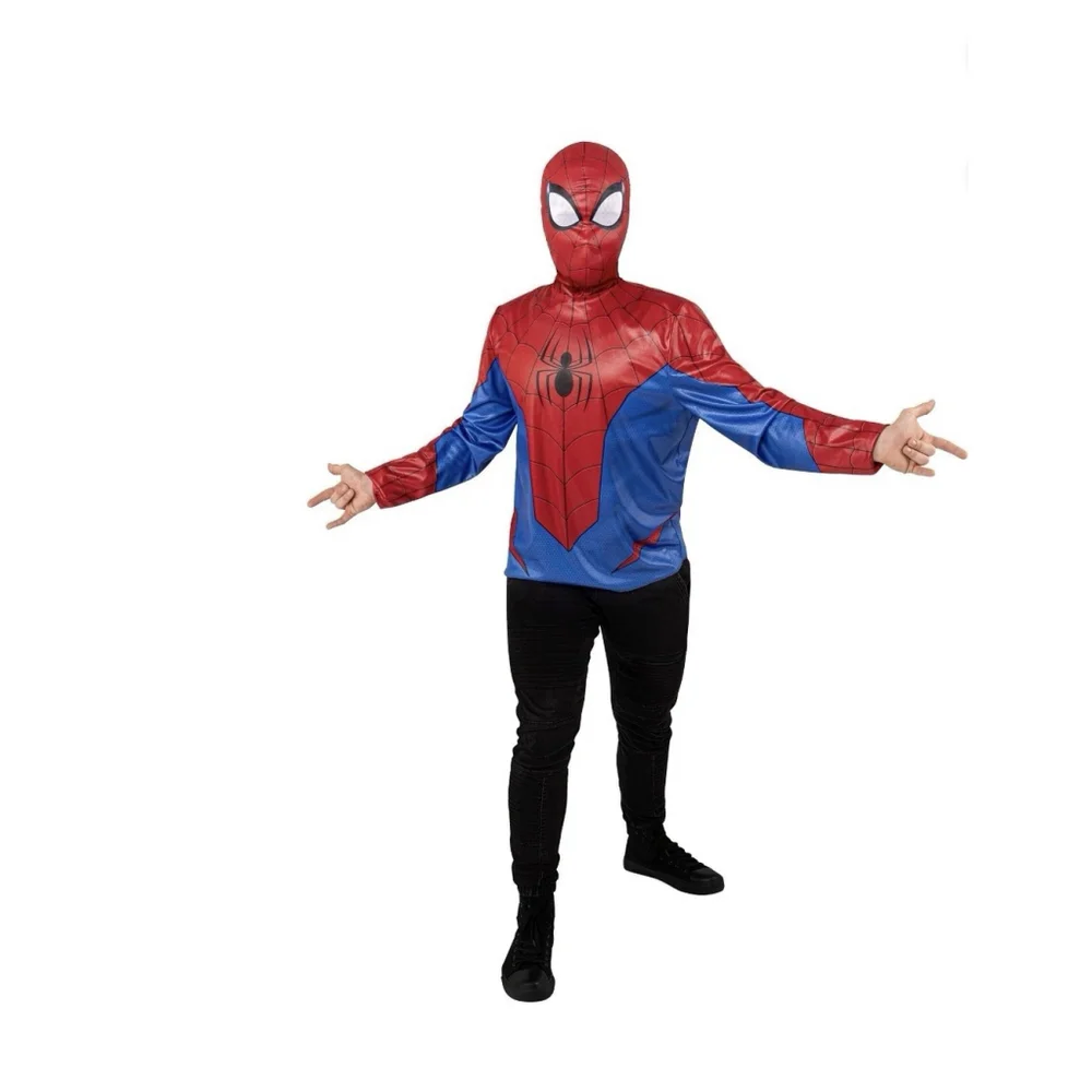 MARVEL STUDIOS Spider-Man Muscle Chest Costume Jumpsuit Mask Jazwares LARGE NEW